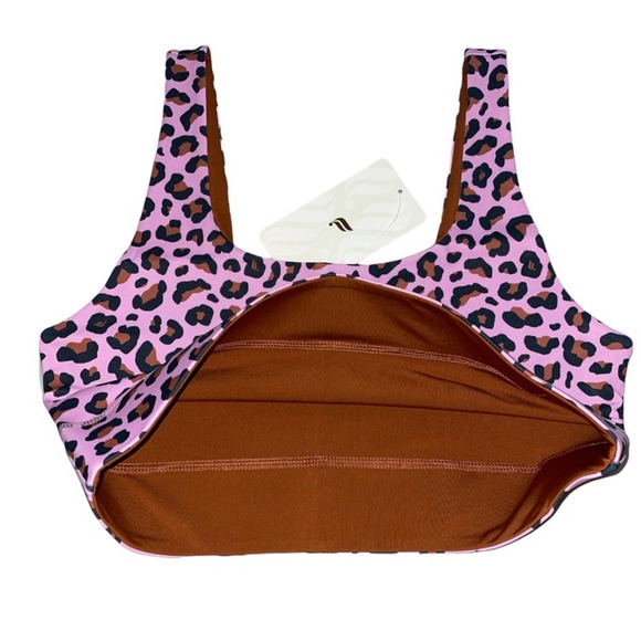 Fabletics Harlyn MIDI Medium Impact Reversible Sports Bra Rose/Teak Large NEW - Picture 3 of 8